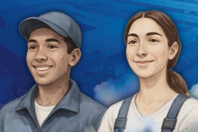 Illustration von zwei technischen Lehrlingen